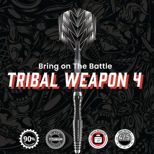 Vista 5 de Dardos de tiro con punta de acero, arma tribal 4 (0.78 oz/ 0.85 oz/ 0.92 oz), barriles 90% tungsteno, equilibrado con agarres de precisión, juego