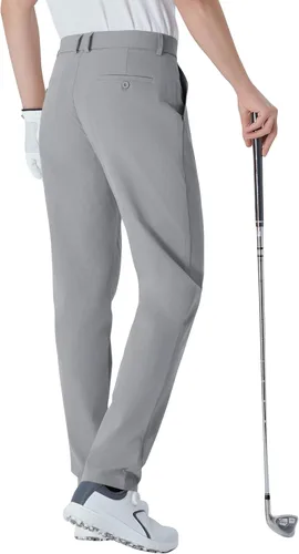 Vista 9 de Pantalones de golf altos para hombre, de 32/34, 36/38 pulgadas, elásticos, ligeros, de secado rápido, casuales con bolsillos
