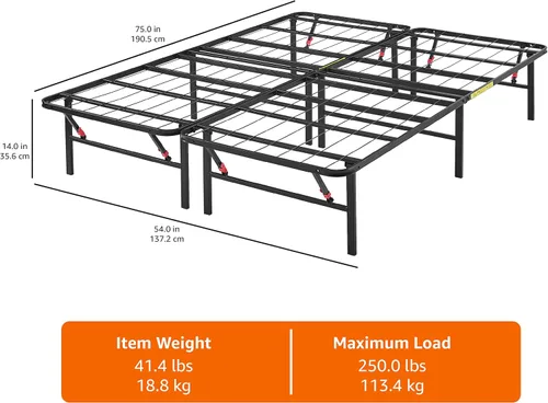 Vista 3 de Marco de cama plegable de metal de 14 pulgadas con montaje sin herramientas, no necesita un somier - completo - Básicos de Yaxa