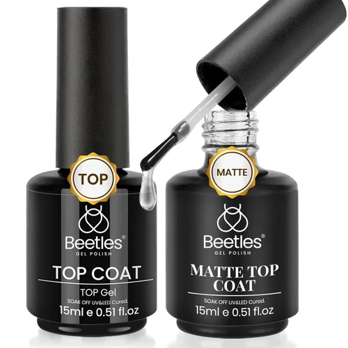 Vista 17 de beetles Gel Polish 2 esmaltes de uñas de gel de 0.5 fl oz (0.5 fl oz), capa superior de gel transparente brillante de larga duración, capa superior
