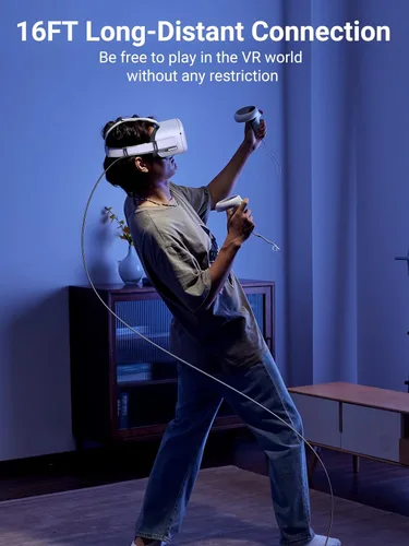 Vista 3 de UGREEN Cable Link compatible con Oculus Quest 2Pico 4 y PCSteam VR, cable de auriculares VR Link de 16 pies con transferencia de alta velocidad