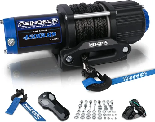 Vista 8 de REINDEER Nuevo cabrestante de 12V, capacidad de carga de 3000 libras, kit de cabrestante eléctrico, cuerda sintética con Hawse Fairlead impermeable
