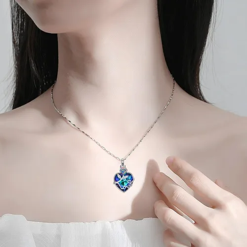 Vista 4 de Collar de urna de cremación de rosas para cenizas, joyería de cremación con dije de urna de cristal de corazón, joyería conmemorativa de recuerdo