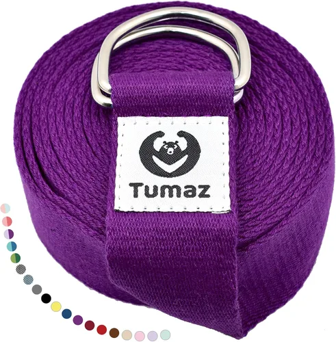 Vista 15 de Tumaz Yoga Strap/Stretch Bands [15+ Colors, 6/8/10 Feet Options] with Extra Safe Adjustable D-Ring Buckle, Durable and Comfy Delicate Texture - Best