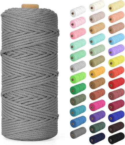 Vista 20 de Cuerda de macramé de 0.079 in x 220 yardas (656 pies), cuerda de algodón natural para colgar en la pared, ganchos de plantas, manualidades, Verde