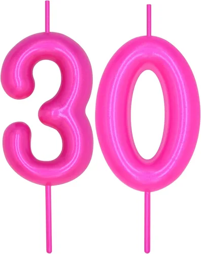 Vista 337 de DERVENTA Vela con números de 2.36 pulgadas, decoración perfecta para cumpleaños, brunch, postre, pastel, 1 pieza (número 0 rosa)