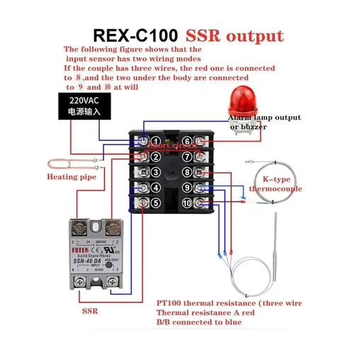 Vista 7 de REX-C100 Digital PID Temperature Controller Thermostat SSR Output Max.40A SSR Relay K Thermocouple Probe(C100 SSR Output)