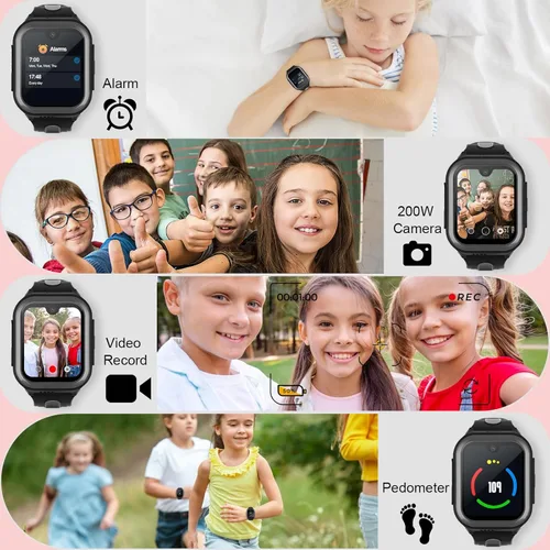 Vista 7 de Wonlex - Reloj inteligente con GPS 4G para niños, pantalla táctil AMOLED de 1.78 pulgadas, reloj grande con tarjeta SIM, videollamadas, chat de voz
