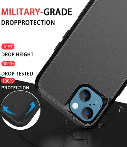 Vista 2 de Diverbox - Funda para iPhone 13 a prueba de golpes, caídas y polvo, funda de protección resistente para iPhone 13 de Apple, color negro