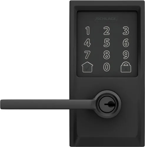 Vista 12 de Schlage Encode Smart WiFi Lock, manija de palanca, borde Camelot, bronce