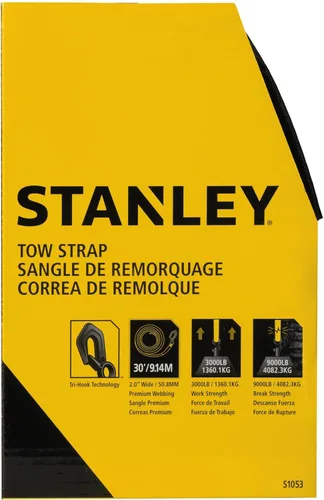 Vista 9 de STANLEY S1053 Correa de remolque resistente de 2 pulgadas x 30 pies con ganchos de acero forjado negro, carga de trabajo segura de 3,000