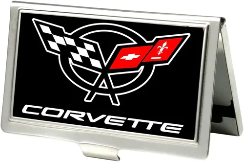 Vista 15 de Portatarjetas de visita 1965 Chevrolet Bowtie Negro Blanco Pequeño