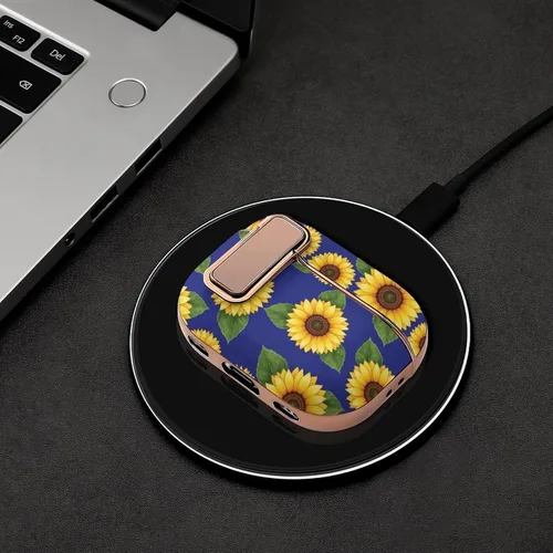 Vista 4 de Headphone Cover Compatible with Airpods Pro 2 Case Floral Flowers Sunflower, Plastic, with Lock, Shockproof Protective
