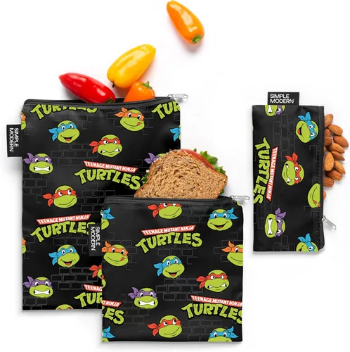 Vista 5 de Simple Modern Nickelodeon Viacom - Bolsas reutilizables para aperitivos para niños, seguras para alimentos, sin BPA y ftalatos, cremallera
