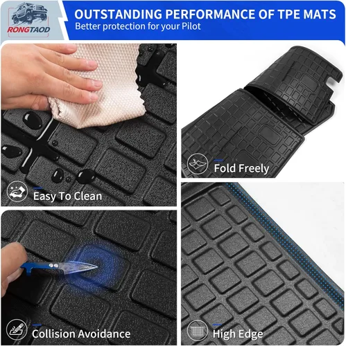 Vista 8 de Rongtaod Alfombrillas de piso compatibles con Honda Pilot 2016-2022 de 7 asientos, alfombrilla de maletero, alfombrilla de carga, forro de carga