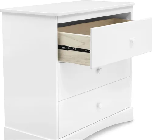 Vista 14 de Delta Children Sutton - Cómoda de 3 cajones con tapa para cambiar pañales y cajones entrelazados, certificado Greenguard Gold, blanco Bianca