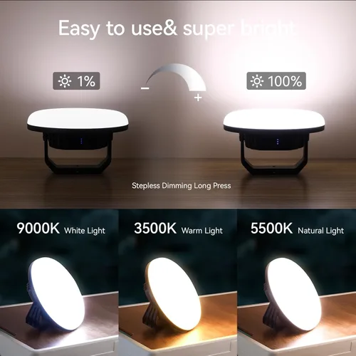Vista 5 de VAVOFO linterna LED de 30W para acampar recargable, 124 LED con 3 modos de iluminación, 3000LM, luz de tienda portátil de 7200mAh con imán, IP65