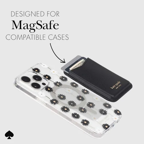 Vista 5 de kate spade new york Billetera/tarjetero magnético, compatible con teléfonos y fundas MagSafe, color negro