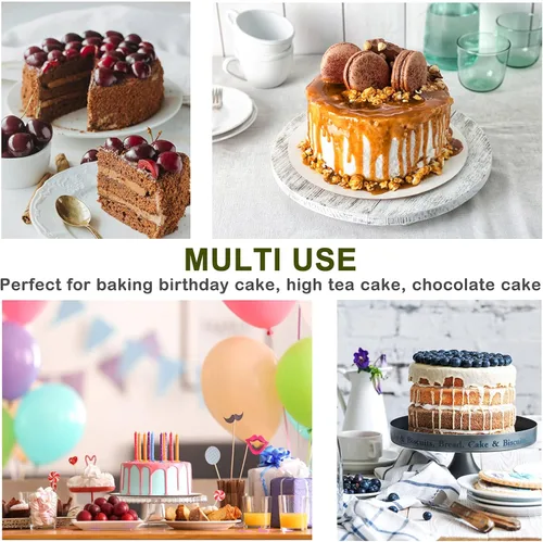 Vista 4 de P&P CHEF - Juego de moldes redondos para tartas de 6 pulgadas, moldes de acero inoxidable para hornear de capa para tartas de cumpleaños y boda,