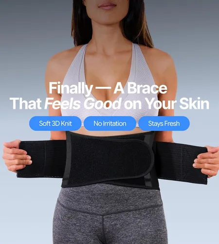 Vista 6 de Faja de espalda ajustable ultra delgada para hombres y mujeres - Alivio flexible del dolor de espalda baja con correas de doble tensión