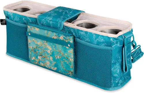 Vista 12 de Organizador universal para cochecito WONDERFOLD con portavasos con aislamiento, cierre de gancho y bucle, asa de sujeción, 2 bolsillos
