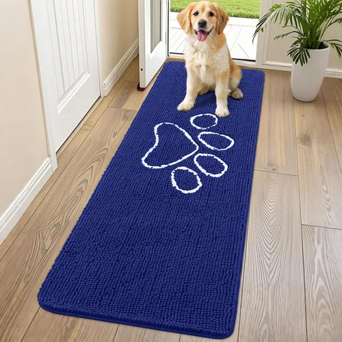 Vista 147 de Smiry Tapete para puerta de perro para patas fangosas, absorbente que atrapa la suciedad, antideslizante, de secado rápido, lavable, tapete