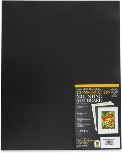 Lineco Conservation Matboard - Black, 4 ply, Pkg of 25, 11" x 14"