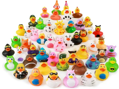 XY-WQ Paquete de 50 patos de goma para Jeeps Ducking, pato flotante a granel de 2.3 pulgadas para niños, surtido de juguetes de baño para bebés,