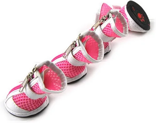 Vista 9 de ZUNEA Zapatos para perros pequeños para pavimento caliente, botas de malla transpirable para verano, ajustables, con cremallera antideslizante