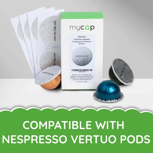 Vista 5 de My-Cap 200 sellos de aluminio para cápsulas Nespresso Vertuo - tapas de aluminio para reutilizar cápsulas Nespresso VertuoLine - sellos de tapas
