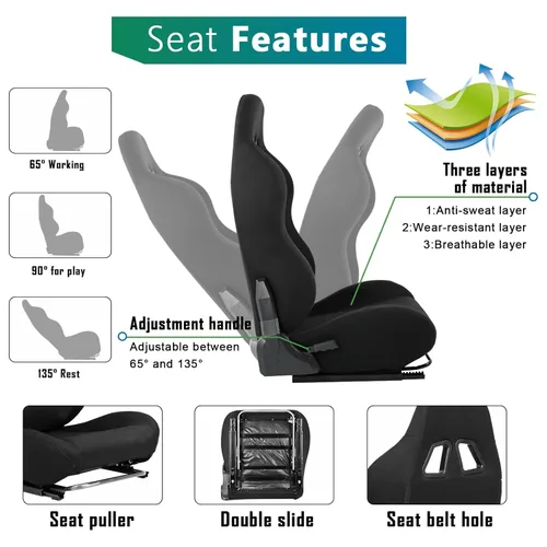 Vista 5 de Hottoby F1 Racing Simulator Cockpit with Black Seat & Monitor Frame Fit for LogitechThrustmasterFanatec G25 G27 G29 G923 T80,Aluminum Profile