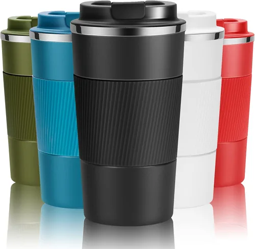Vista 6 de YINJOYI Tazas de café de viaje de 12 onzas, vaso aislado con tapa, taza térmica para llevar con tapa a prueba de fugas, reutilizable, taza de café