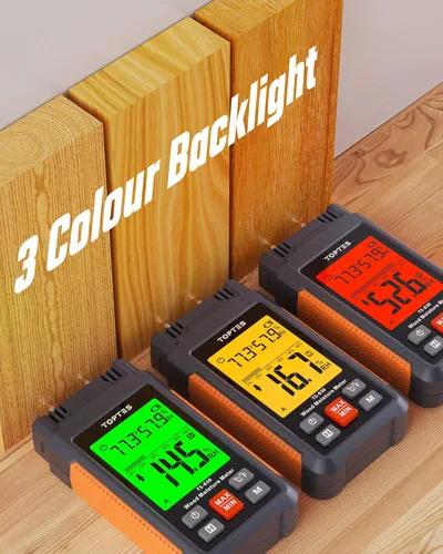 Vista 3 de Medidor de Humedad para Madera, Medidor de Humedad Digital TopTes TS-630, Probador de Humedad Portátil con Pantalla LCD de 2.25 pulgadas