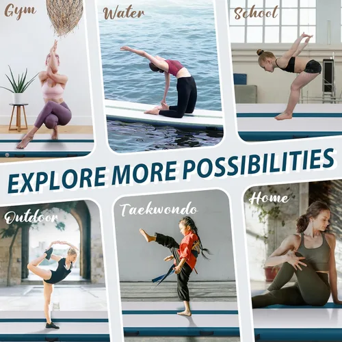 Vista 7 de Tuxedo Sailor Inflatable Gymnastics Mat with Electric Pump, Storage Bag, Repair Kit–Air Mat for Home Training, Cheerleading, Yoga