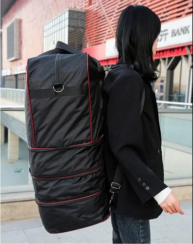 Vista 3 de Radefasun Bolsa de viaje Oxford expandible extra grande con ruedas, impermeable, ligera, plegable, maleta, Negro -, Equipaje extensible central