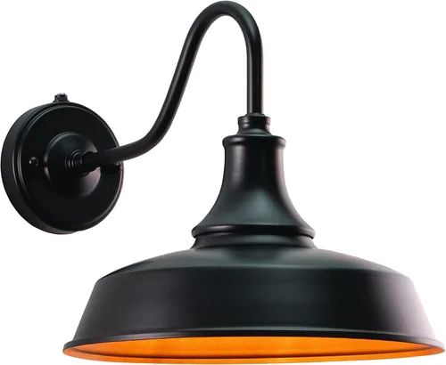 Vista 20 de VAXCEL Dorado - Lámpara de pared de acero para interiores y exteriores, 9 pulgadas de ancho x 9 pulgadas de alto, aplique de pared rústico