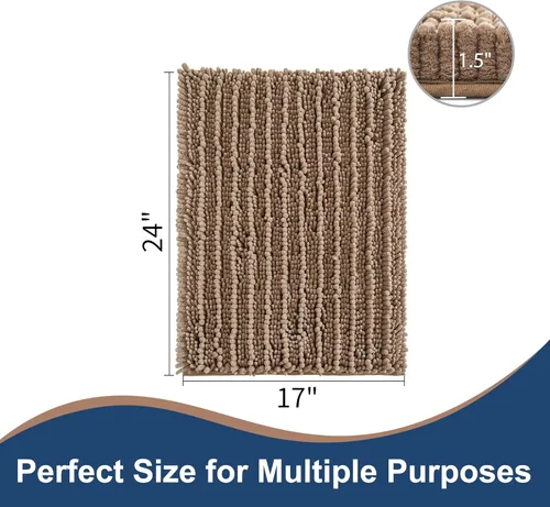 Vista 107 de FLOLEOPA Alfombras de baño de microfibra suave y esponjosa, tapetes de baño absorbentes, antideslizantes, lavables a máquina y de secado rápido