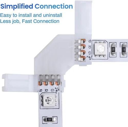 Vista 6 de 90 grados esquina 4 pin L forma conector para 0.394 in RGB LED tira luz no impermeable IP20 (10 PCS)