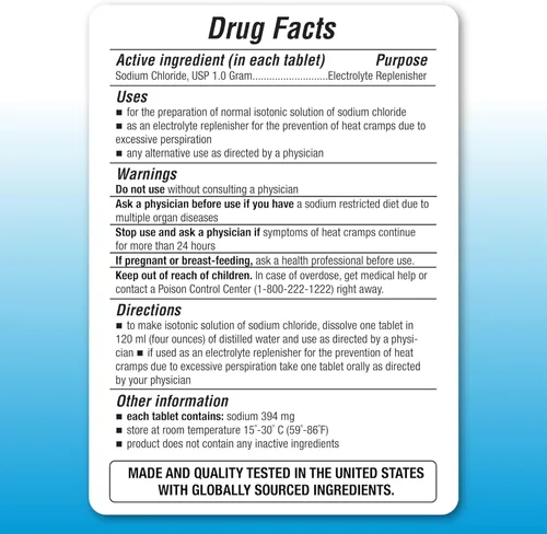 Vista 2 de Puregen Labs Tabletas de cloruro de sodio de 1 gm (1000 mg), USP (0.54 oz.) 100 unidades Tabletas de sal normal Bebida de hidratación