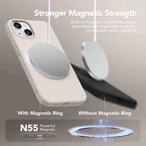 Vista 3 de GONEZ Funda magnética para iPhone 14, compatible con Magsafe, con protector de pantalla + protector de cámara, forro de microfibra antiarañazos