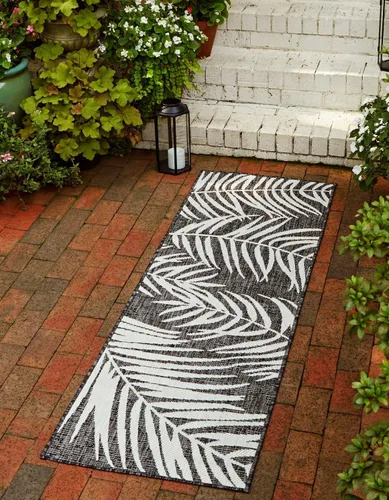 Vista 20 de Unique Loom - Tapete de la colección Outdoor Botanical, diseño de palmera (4.1 pies x 6.1 pies, rectangular, color azul/azul marino)