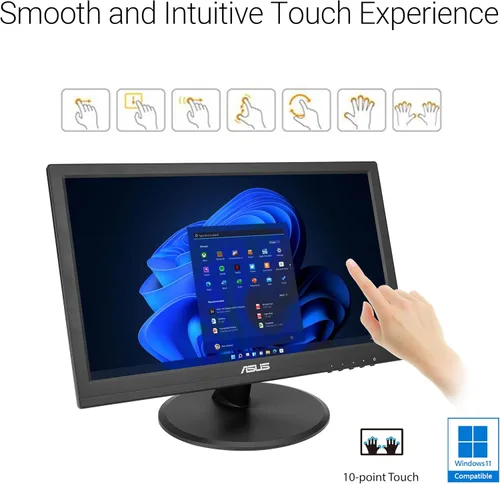 Vista 2 de ASUS Monitor táctil 1080P de 15.6 pulgadas (VT169HE) - Full HD, pantalla táctil de 10 puntos, IPS, amplio ángulo de visión, sin marco, cuidado