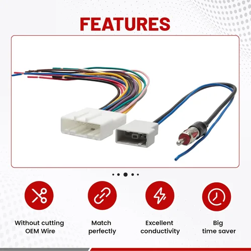 Vista 2 de RED WOLF Adaptador de antena estéreo de 20 pines para Nissan Versa Altima Pathfinder Frontier 2008-2015, Suzuki 2009-2011, instalación de radio