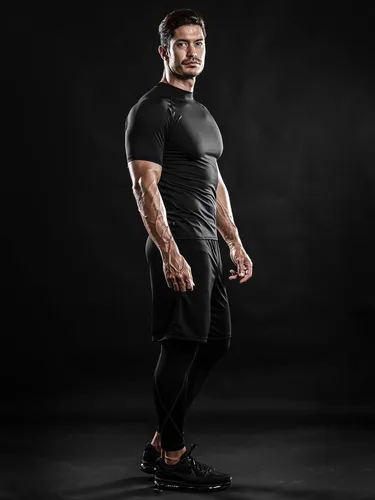 Vista 4 de DRSKIN 4, 3 or 1 Pack Men's Compression Shirt Short Sleeve Top Baselayer Sports T-Shirt Athletic Running Active Cool Dry