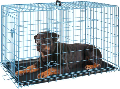 Vista 41 de FDW Jaula para perros con doble puerta, jaula plegable de alambre de metal de 36 pulgadas con bandeja extraíble y panel divisor, jaula para mascotas