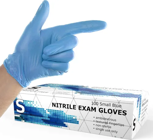 Vista 9 de Guantes de nitrilo desechables sin polvo - Paquete de 100 - Guantes de examen médico