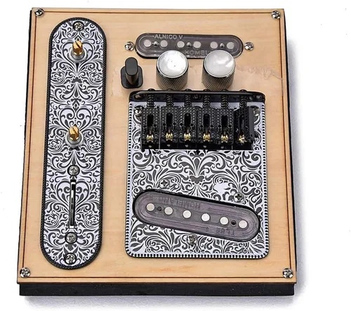 Vista 9 de Placa de control de interruptor de 3 vías, juego de pastilla de cuello de guitarra, placa de puente de sillín cargada Alnico V Pickup para reemplazo