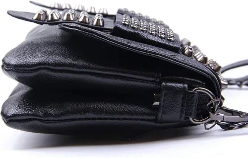 Vista 2 de SUKUTU Womens Punk Skull Rivet Shoulder Bag PU Leather Goth Crossbody Bag with Chain Wallet Purse for Girls