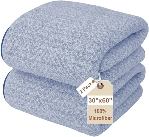Vista 112 de JML - Toallas de baño de microfibra de gran tamaño (30 x 60 pulgadas), suaves, súper absorbentes y de secado rápido, multiusos para deportes Azul