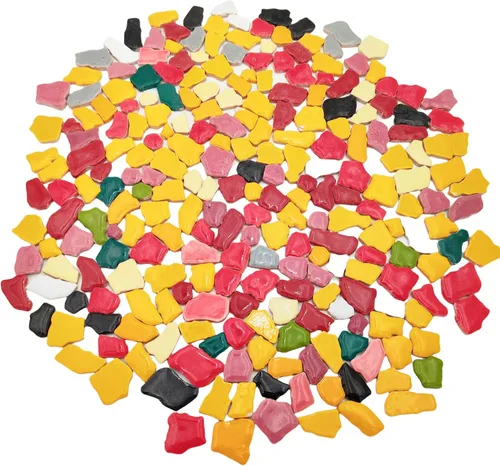 Vista 21 de Azulejos de mosaico de cerámica irregulares de color aleatorio de 1.1 lb, para hacer bricolaje, creativos, para platos de bricolaje, macetas